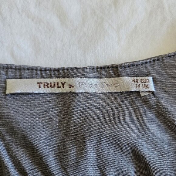 Truly By Part Two Gray Cotton Lurex SleevlessShimmery Mini Pockets Zippers US 10 - Picture 7 of 16